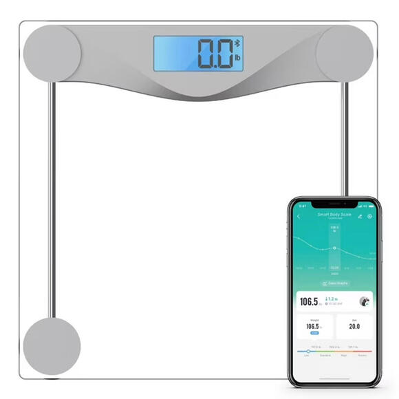 Used - Etekcity Smart Scale, LCD Display, 400lb Capacity Glass Silver (no box) - Picture 1 of 2